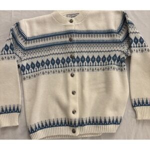 Vtg 60s 70s Jersild Cardigan Womens Medium Fair Isle Norwegian  Knit Sweater